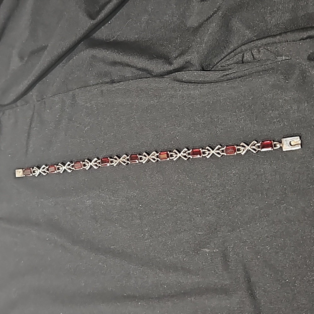 Ruby and Silver X Bracelet
